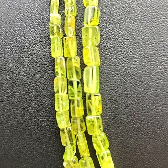 Square Tube 3 Strand 205 Cts Green Prehnite Beaded Natural Gemstone Necklace NEW - Picture 6 of 8